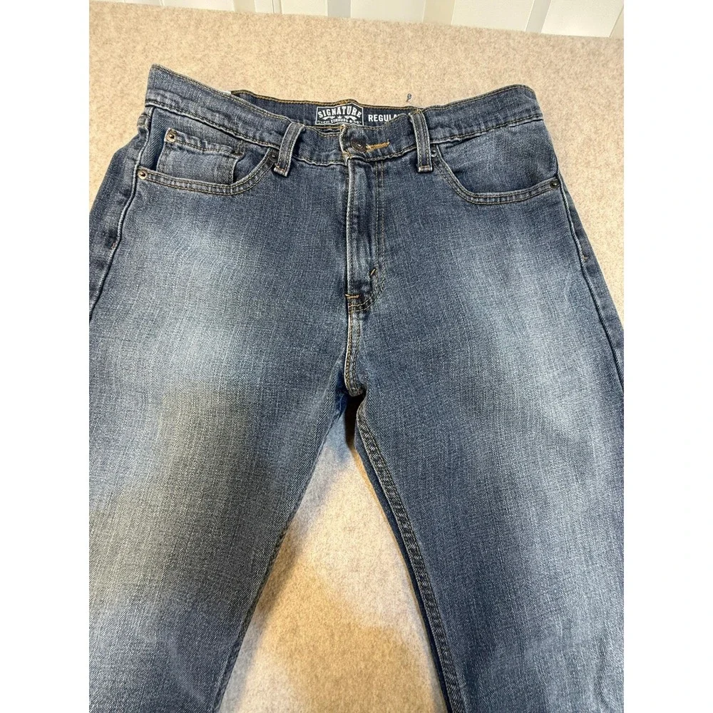 Signature by Levi Strauss & Co Mens Regular‎ Fit Blue Jeans W32 L32 Medium Wash